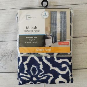 Single panel curtain - navy ikat pattern